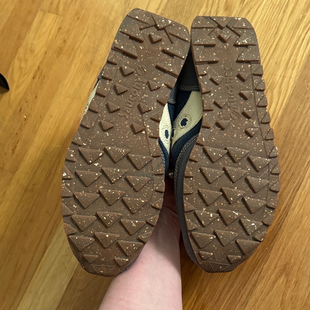 Saucony Jazz Navy Blue and Khaki Canvas Lace-Up Sneakers - Picture 10 of 11